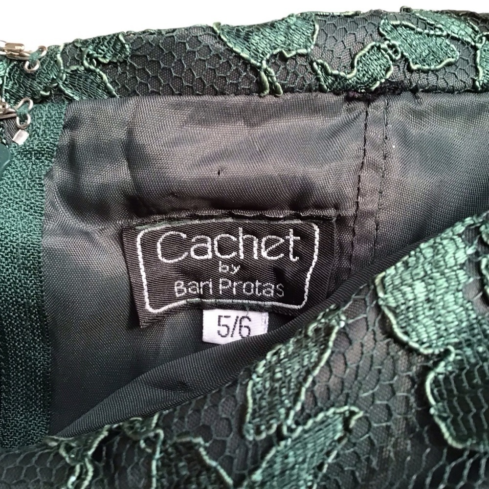 Chalet By Bari Protas Vintage Green Lace Dress Size 5/6 - Picture 10 of 16